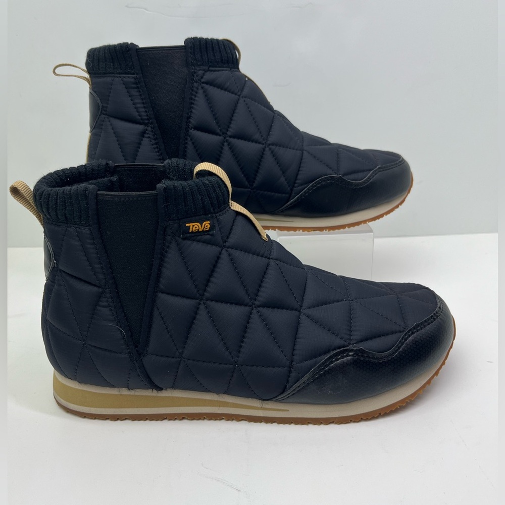 Teva Womens ReEmber Black Mid Slip-On Pull On Quilted Comfort Ankle Boot